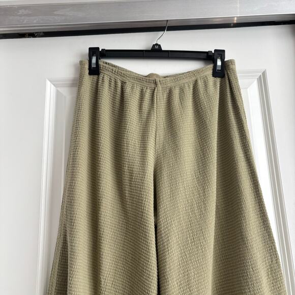 Cut Loose Women’s Ruched Cotton Crepe Pucker Pull On Cropped Pants Green S - Picture 8 of 12